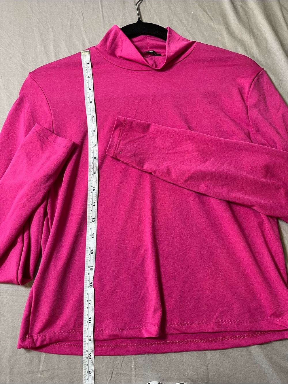 Women's Fuchsia Long Sleeve Crop Top - Turtleneck - Picture 5 of 7